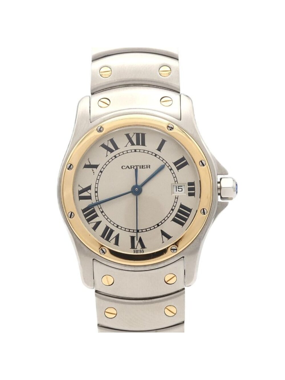 Cartier Santos Round MM Stainless Steel Yellow Gold Quartz Watch